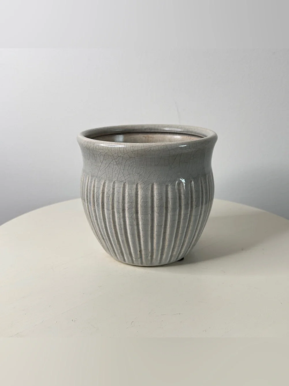 Gray Planter With Crackled Glaze